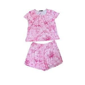 Lauren Ralph Lauren Pajama Set Size M Pink Shorts Shirt